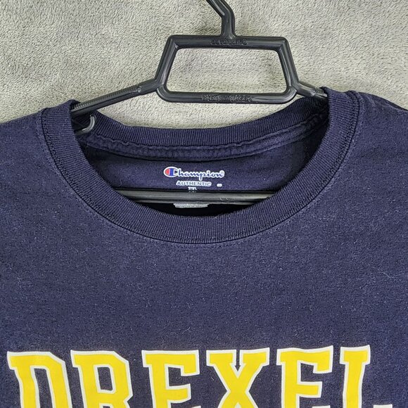 Men's Blue Champion T-Shirt Drexel University Crew Neck Short Sleeve Size XL - Picture 5 of 10